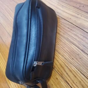 Latico Black Leather Toiletry Bag Genuine Leather Black Travel Mens
